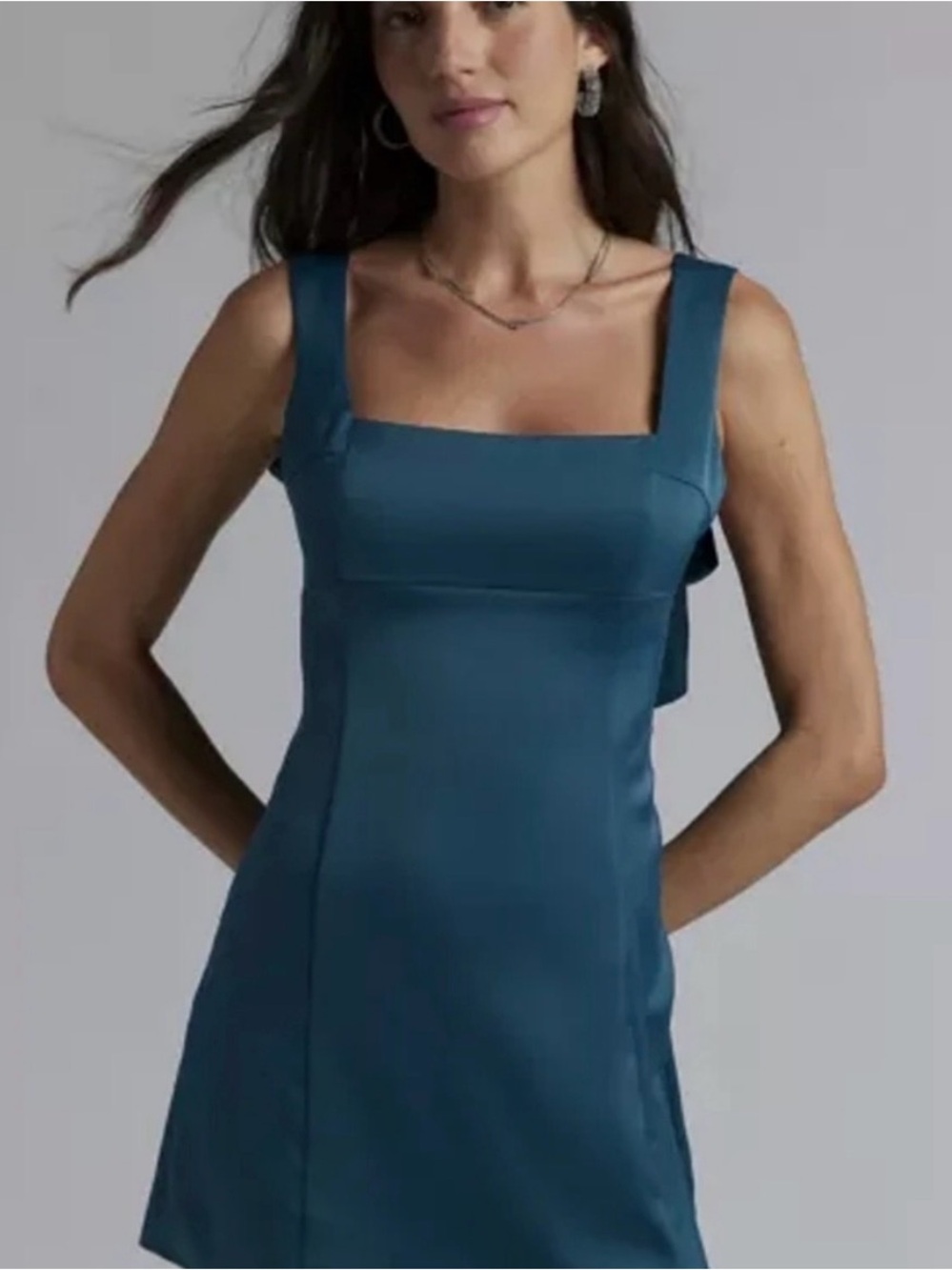 NWOT Urban Outfitters Teal Square-Neck Mini Dress